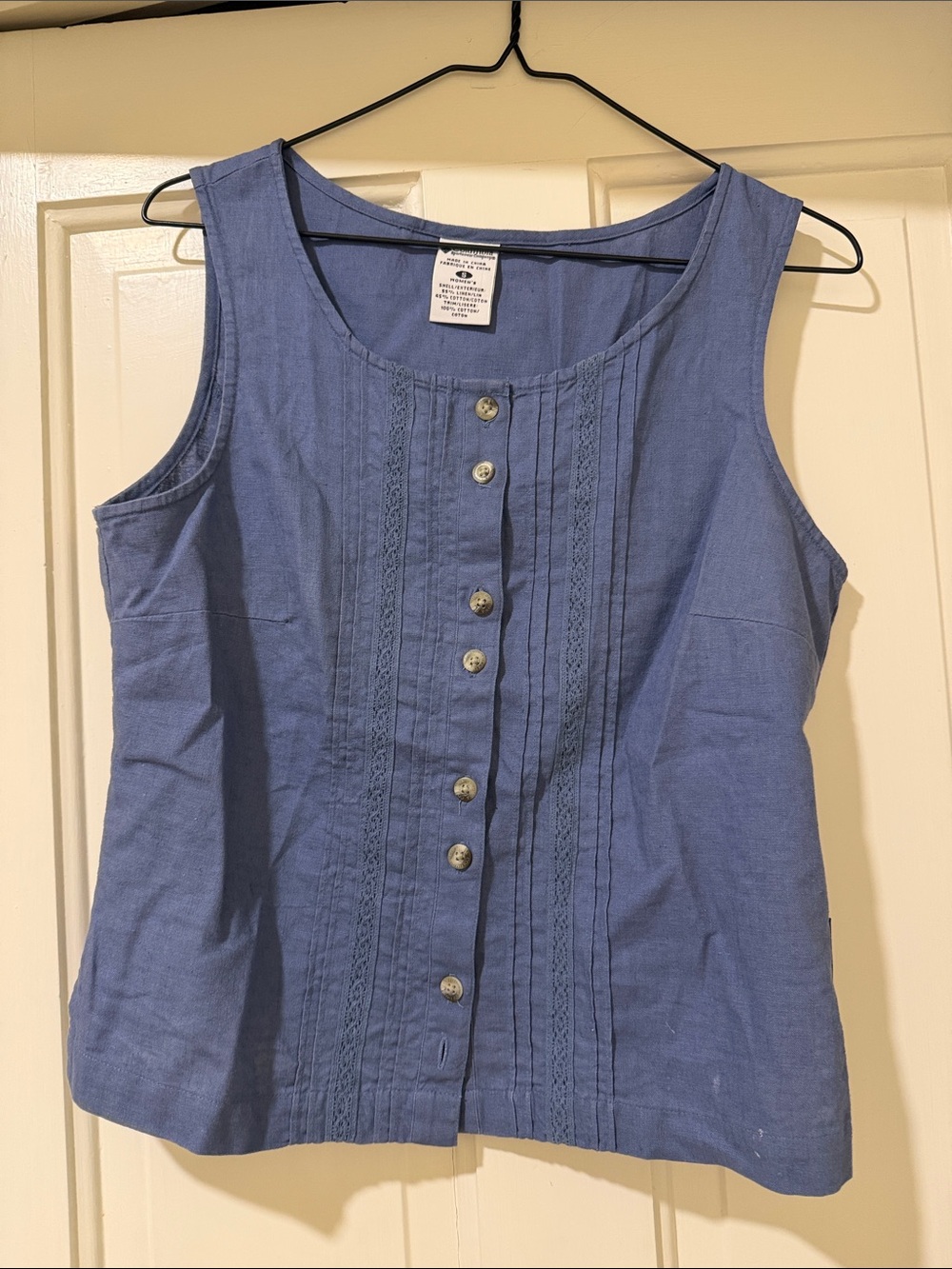 Sleeveless Button-Front Tank Top in Periwinkle Blue with matching Pants